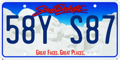 SD license plate 58YS87
