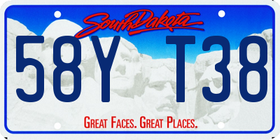 SD license plate 58YT38