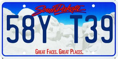 SD license plate 58YT39