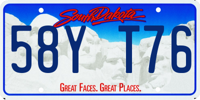 SD license plate 58YT76