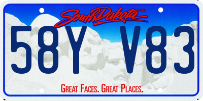 SD license plate 58YV83