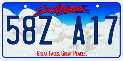 SD license plate 58ZA17