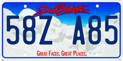 SD license plate 58ZA85