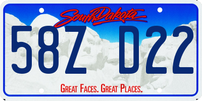 SD license plate 58ZD22