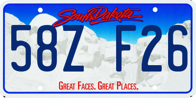 SD license plate 58ZF26