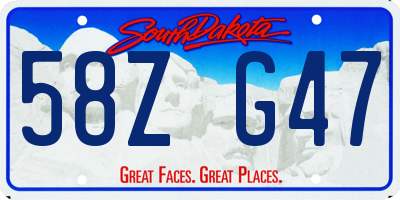 SD license plate 58ZG47