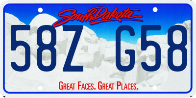SD license plate 58ZG58