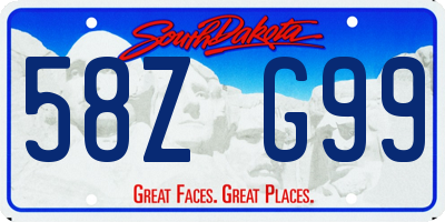 SD license plate 58ZG99