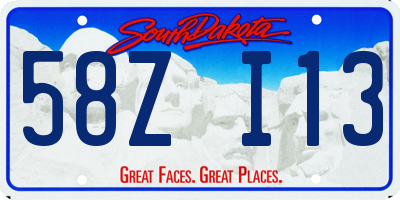 SD license plate 58ZI13