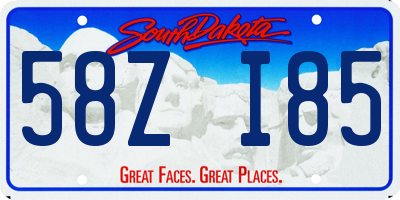 SD license plate 58ZI85