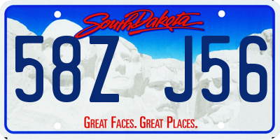SD license plate 58ZJ56