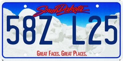 SD license plate 58ZL25