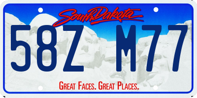 SD license plate 58ZM77