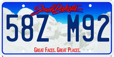 SD license plate 58ZM92