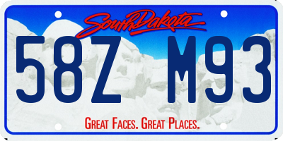 SD license plate 58ZM93