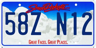 SD license plate 58ZN12
