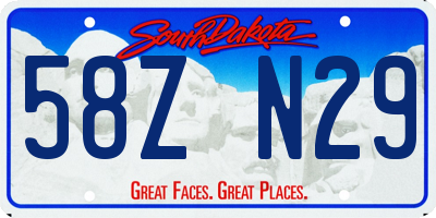 SD license plate 58ZN29