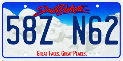 SD license plate 58ZN62
