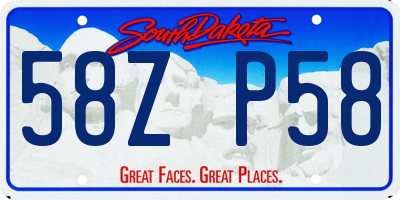 SD license plate 58ZP58