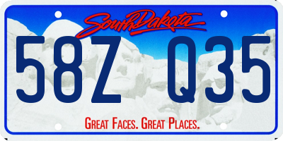 SD license plate 58ZQ35