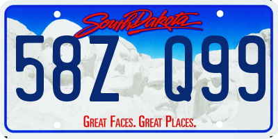 SD license plate 58ZQ99