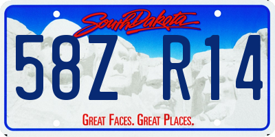 SD license plate 58ZR14