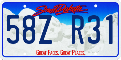 SD license plate 58ZR31