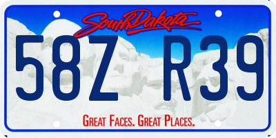SD license plate 58ZR39