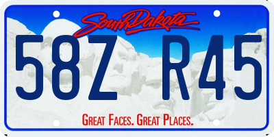 SD license plate 58ZR45