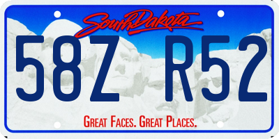 SD license plate 58ZR52