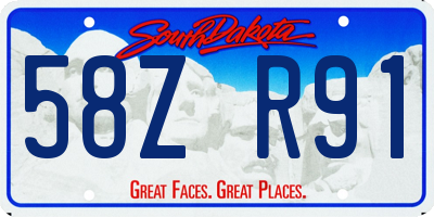 SD license plate 58ZR91