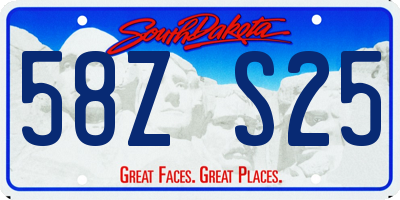 SD license plate 58ZS25