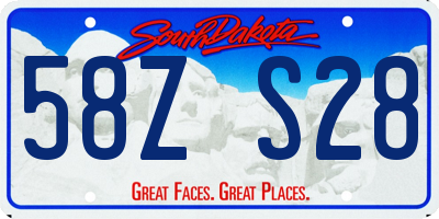 SD license plate 58ZS28