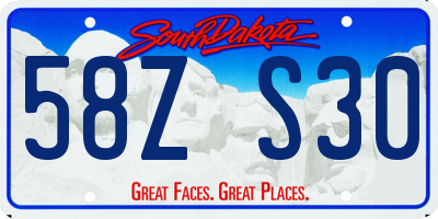 SD license plate 58ZS30