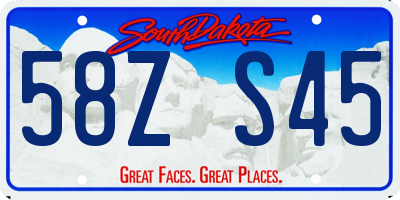 SD license plate 58ZS45