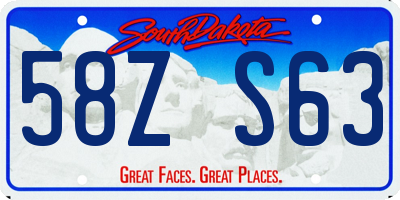 SD license plate 58ZS63