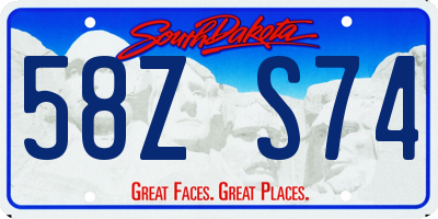 SD license plate 58ZS74