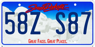 SD license plate 58ZS87