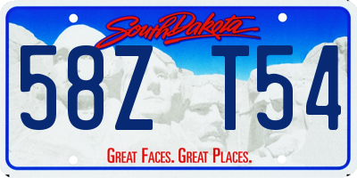 SD license plate 58ZT54