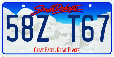 SD license plate 58ZT67
