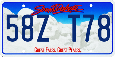 SD license plate 58ZT78