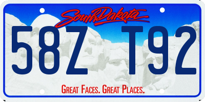 SD license plate 58ZT92