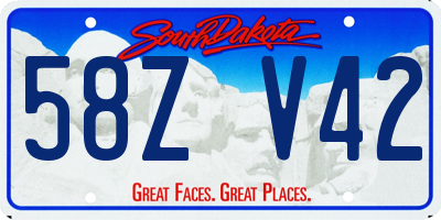 SD license plate 58ZV42