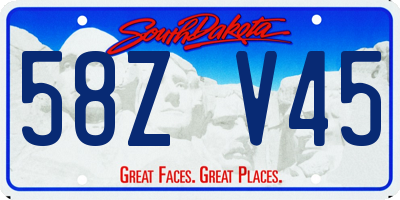 SD license plate 58ZV45
