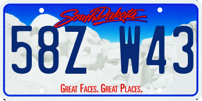 SD license plate 58ZW43