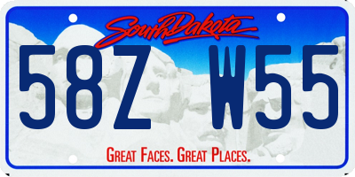 SD license plate 58ZW55
