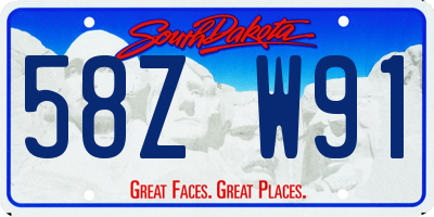 SD license plate 58ZW91