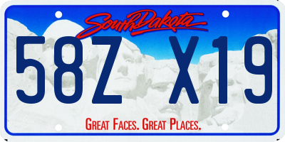 SD license plate 58ZX19