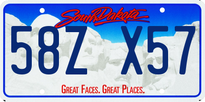 SD license plate 58ZX57