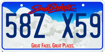 SD license plate 58ZX59